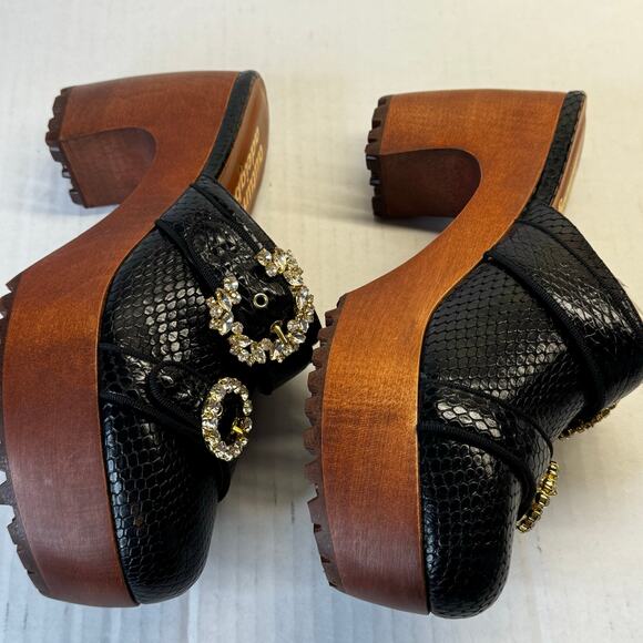 Autumn Adeigbo Double Strap Clog Black Snake Embossed Leather NWOB EU40 US10 - Picture 4 of 10